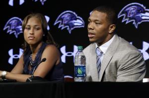 Ray Rice and his wife Janay address the media concerning the controversy surrounding them. (Photo from nydailynews.com)