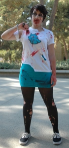 Elyse/The Runner 3rd place winner Avery Clark dressed as Zombie for FYE costume contest held Thursday Oct 31, 2013.