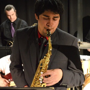 Marisel Maldonado/The Runner John Luevano, music major, was one of the saxophone players to perform with the CSUB Small Jazz Ensemble at the CSUB Jazz Coffeehouse event on May 24 in the CSUB Music Building.